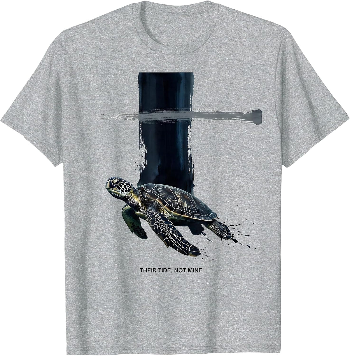 Men's Their Tide Not Mine Ink Brush Sea Turtle Beach Souvenir T-Shirt - Heather Grey