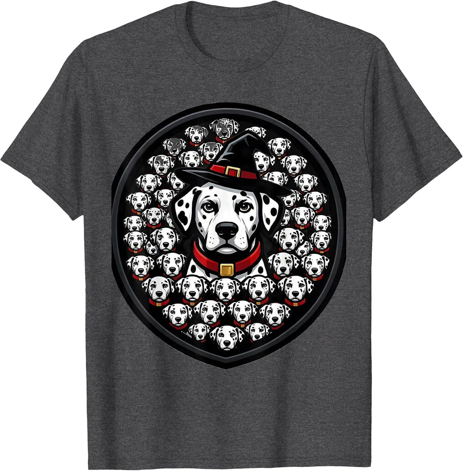 Men's Dalmatian Shield Badge Dog Lover Halloween Costume T-Shirt - Dark Heather Grey