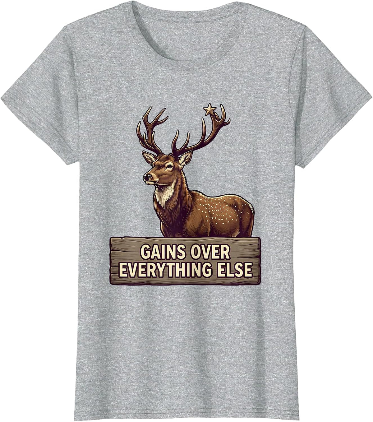 Gains Over Everything Funny Gym Workout Design T-Shirt - Heather Grey