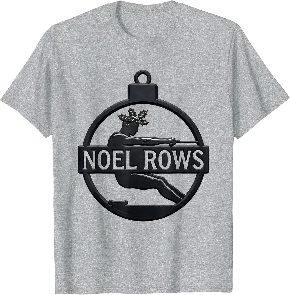 Men's Noel Rows Funny Christmas Gym Bodybuilder Weightlifting T-Shirt - Heather Grey