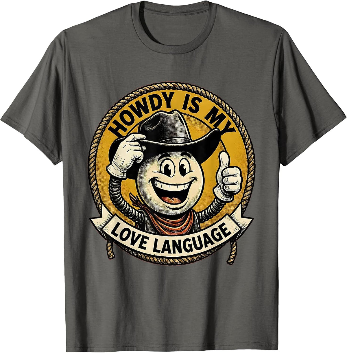 Men's Howdy Is My Love Language Western Design T-Shirt - Asphalt Grey