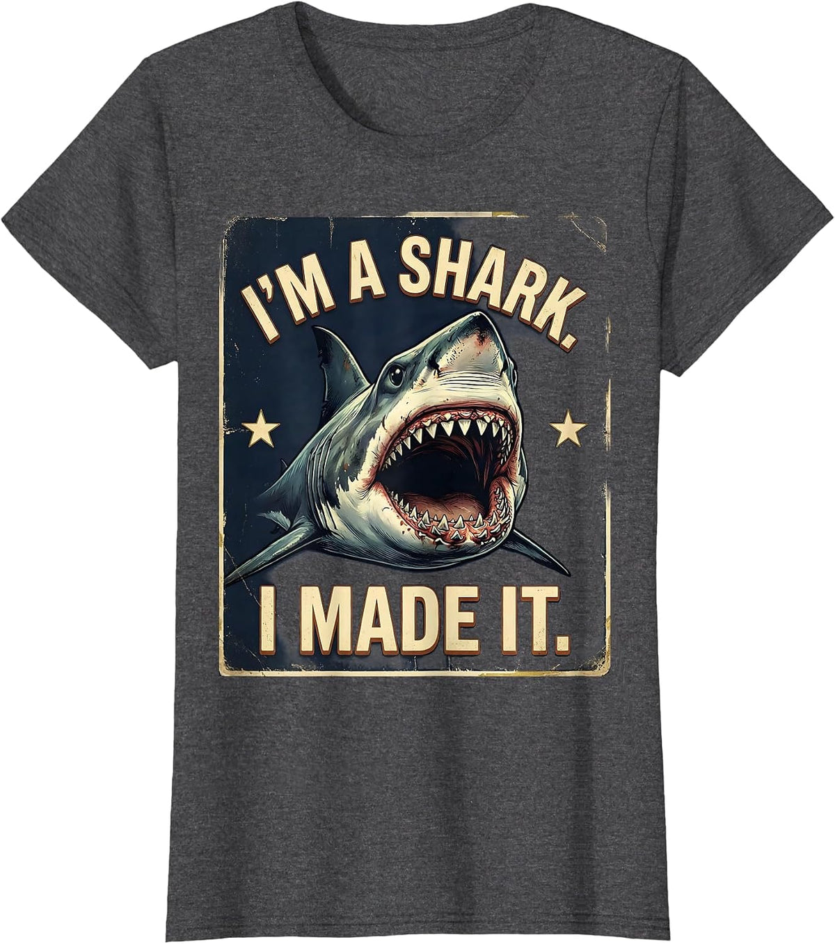 Women's I'm A Shark I Made It Vintage Shark Jaw Halloween Costume T-Shirt - Dark Heather Grey