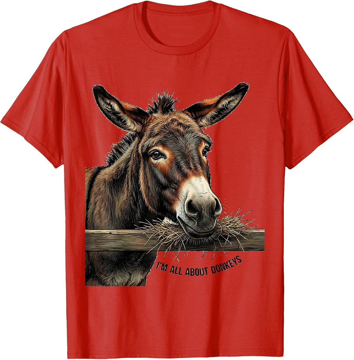 Men's I’m All About Donkeys Funny Donkey Lover Farm Animal Humor T-Shirt - Red