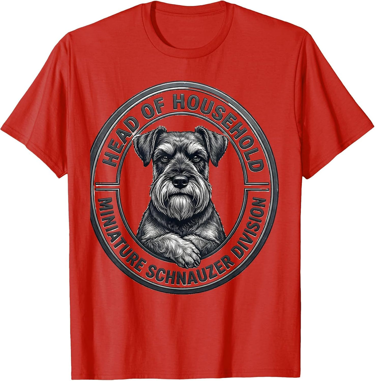 Men's Head Of Household Miniature Schnauzer Division Funny T-Shirt - Red