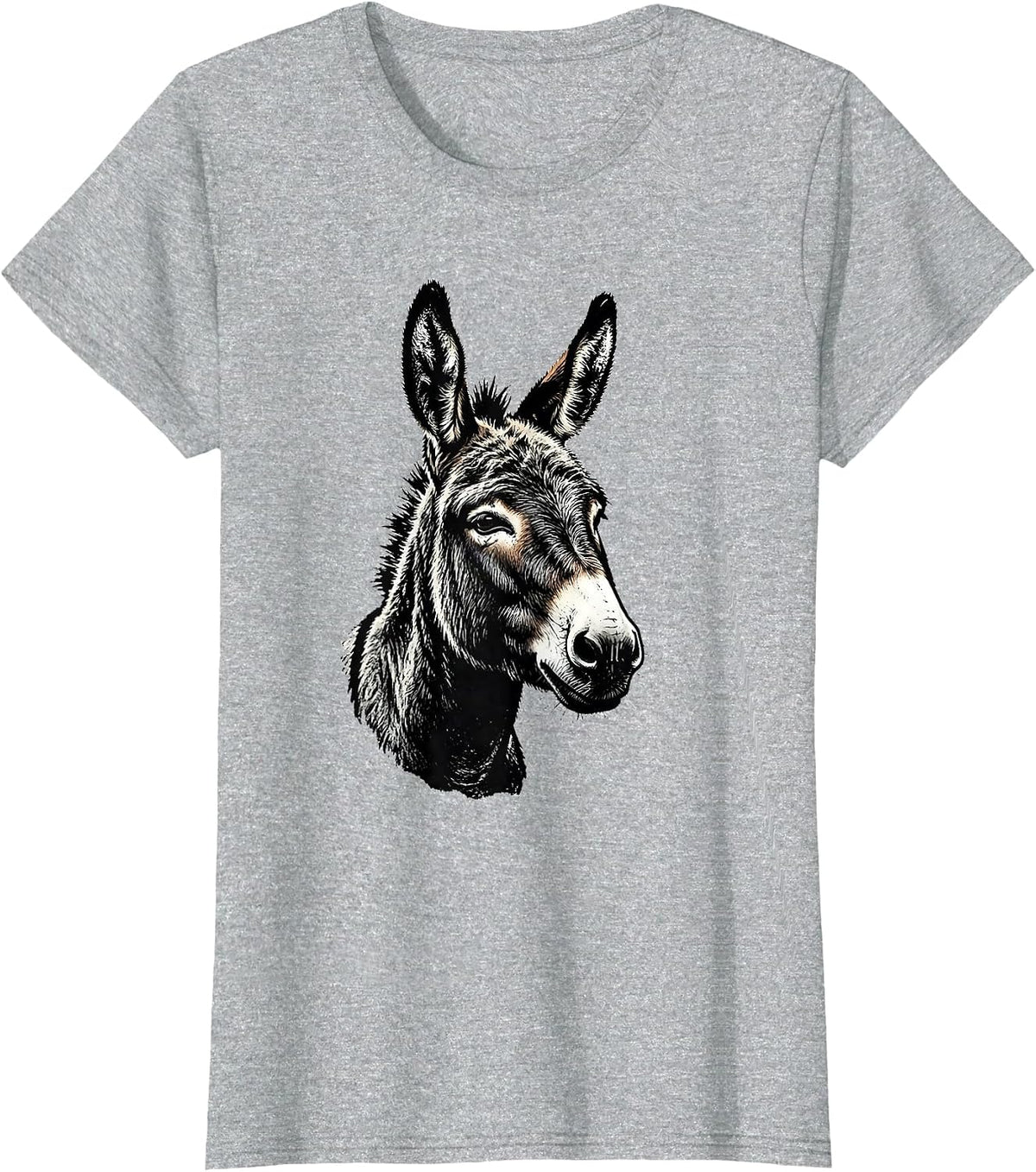 Women's Donkey Stamp Funny Farm Animal Quirky Humor T-Shirt - Heather Grey