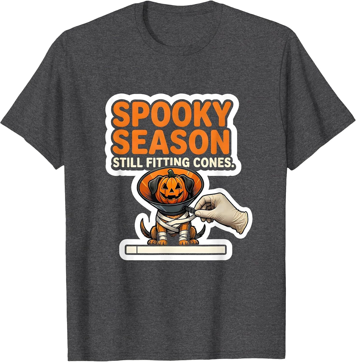 Spooky Season, Still Fitting Cones Funny Vet Tech Veterinary T-Shirt - Dark Heather Grey