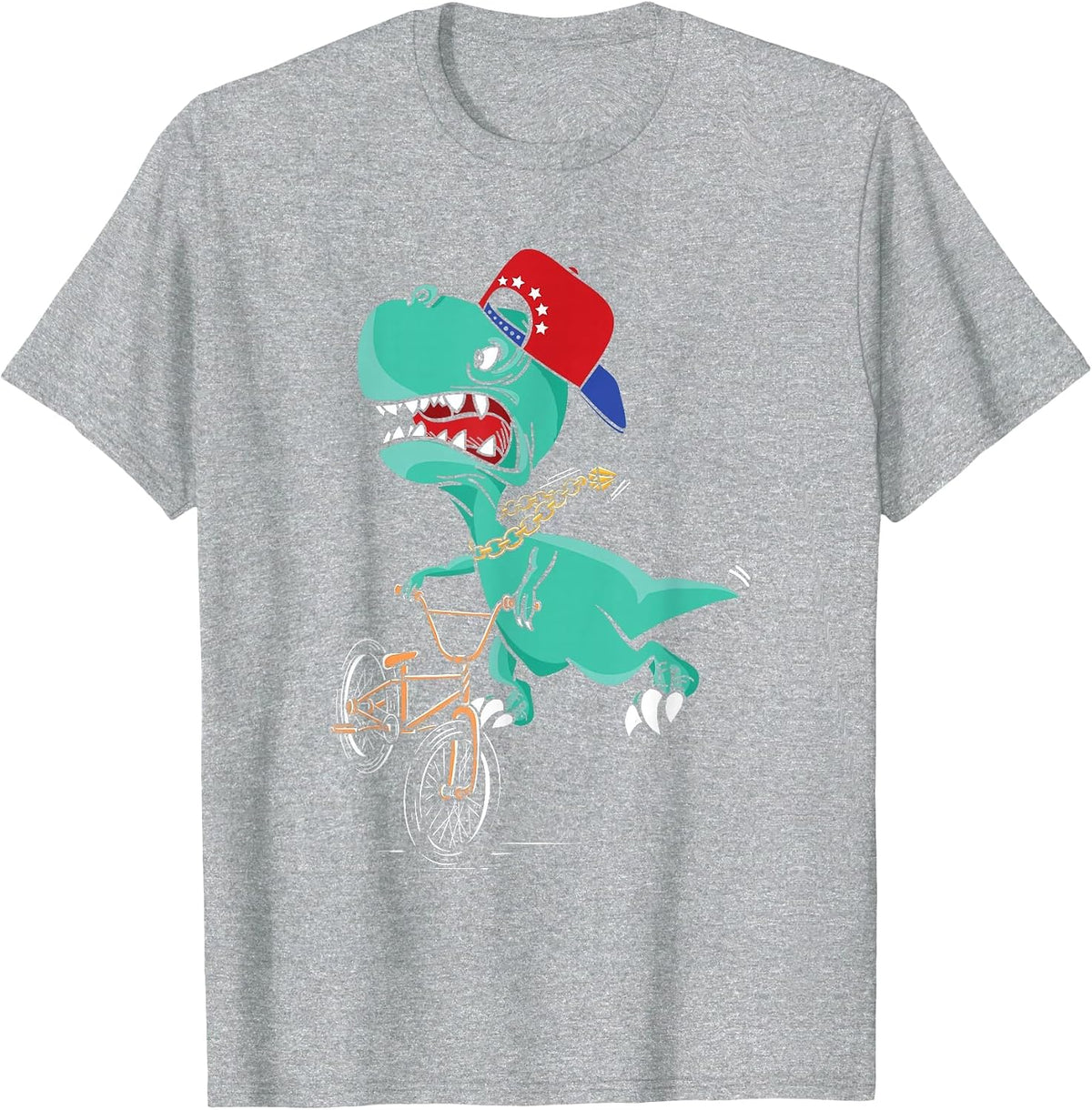 Funny T-Rex Dino Cyclist | BMX MTB Biking | Bike Cycling T-Shirt - Heather Grey