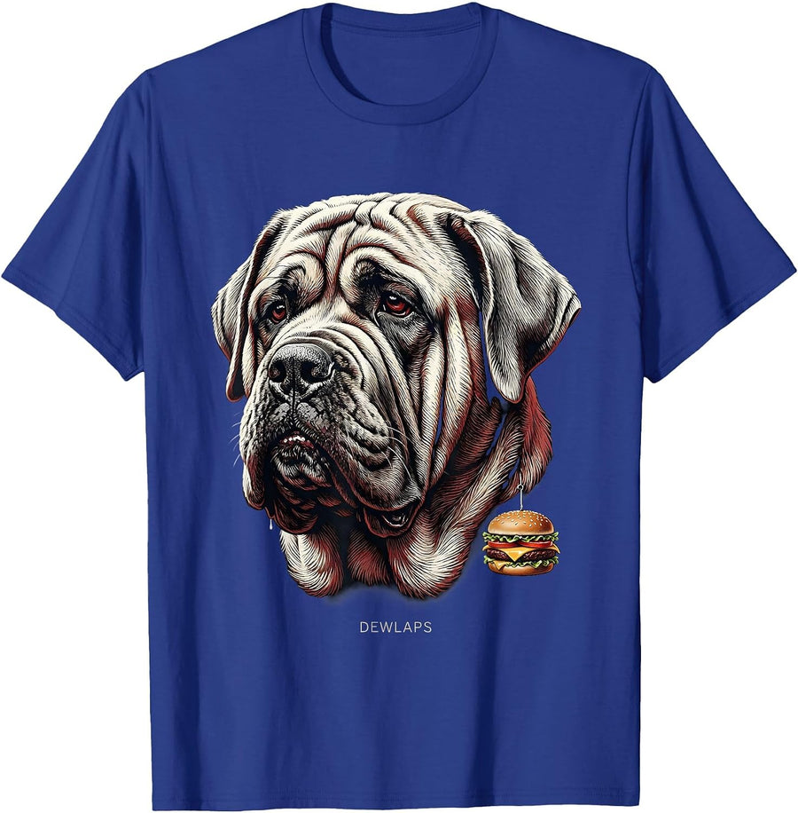 DEWLAPS Funny Neapolitan Mastiff Jowls Burger Dog Mom Dog T-Shirt - Royal Blue