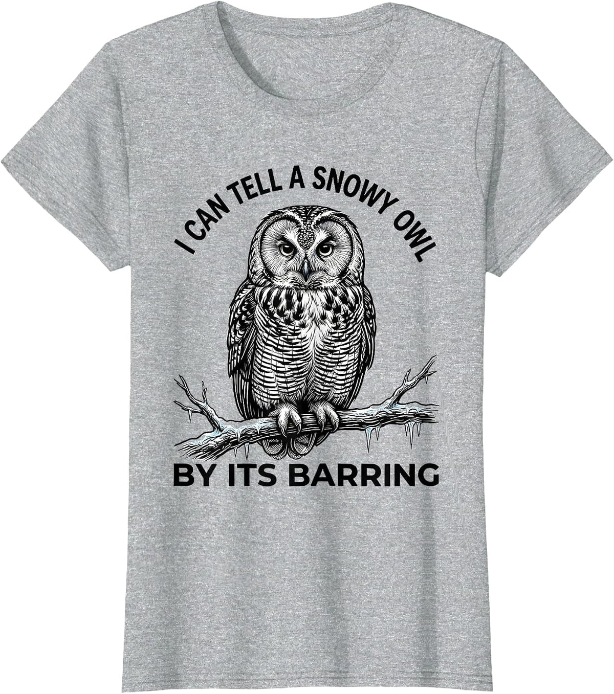 Women's I Can Tell A Snowy Owl By Its Barring Funny Bird Lover Humor T-Shirt - Heather Grey