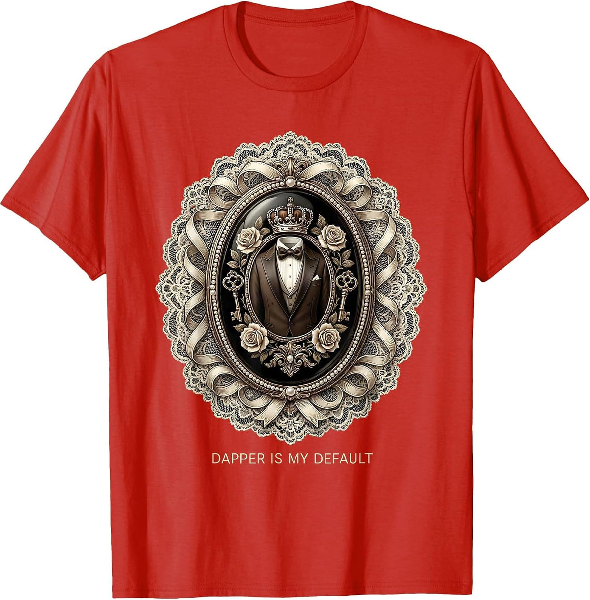 Men's Dapper Is My Default Tuxedo Style Design T-Shirt - Red