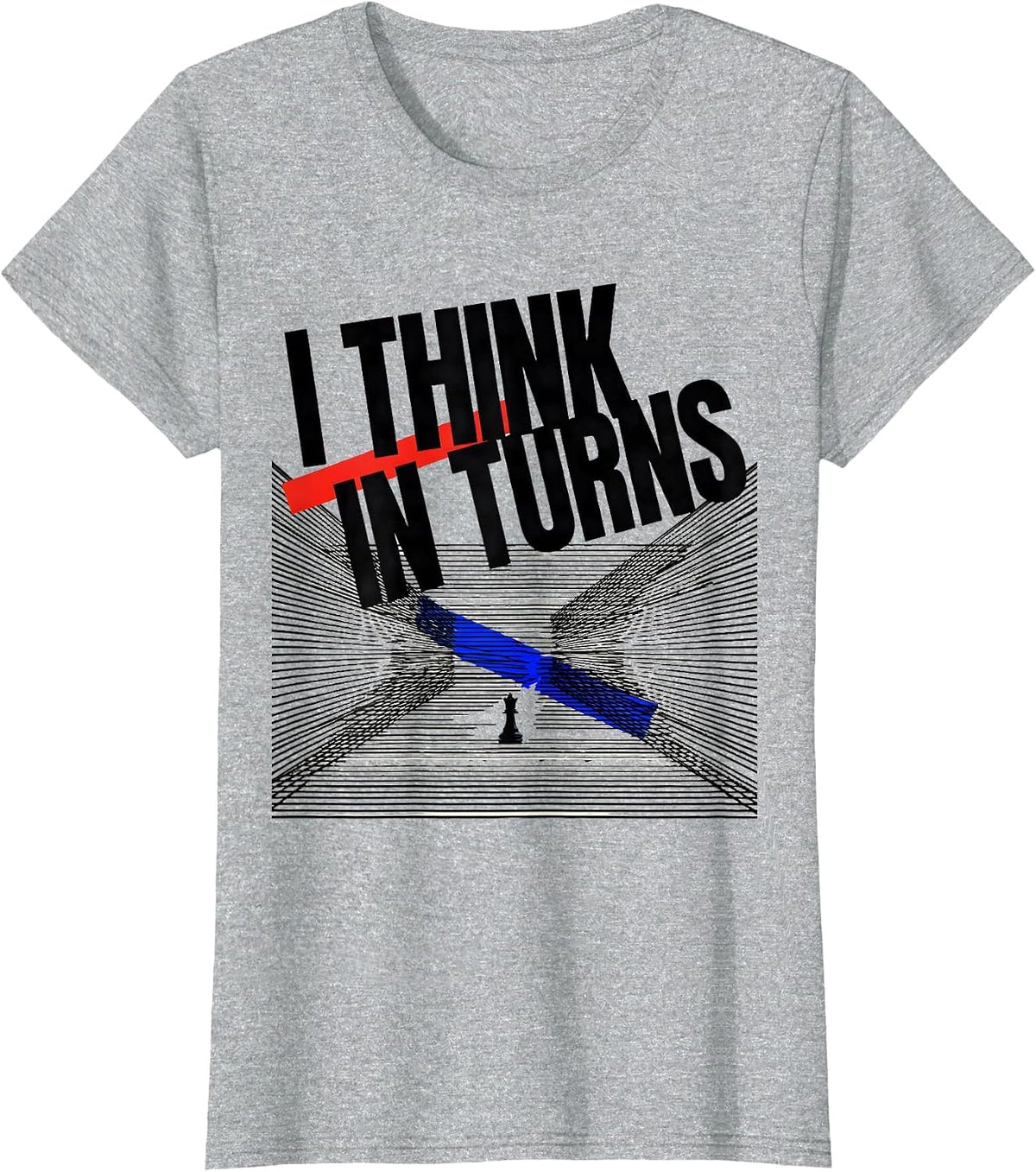 Women's I Think In Turns New Wave Chess Player Humor T-Shirt - Heather Grey