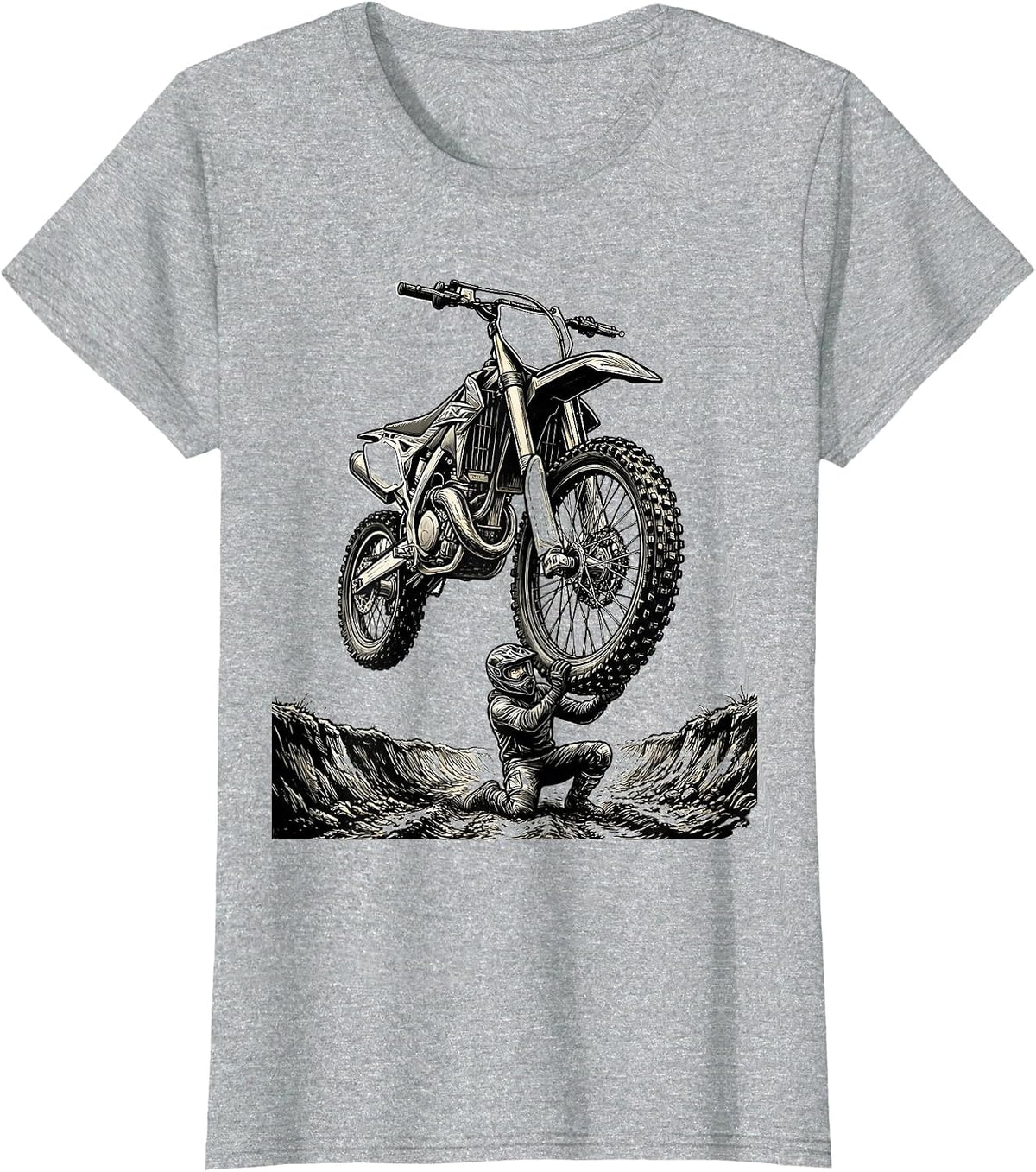 Dirt Bike Over Rut Humor Motocross Rider Gift T-Shirt - Heather Grey