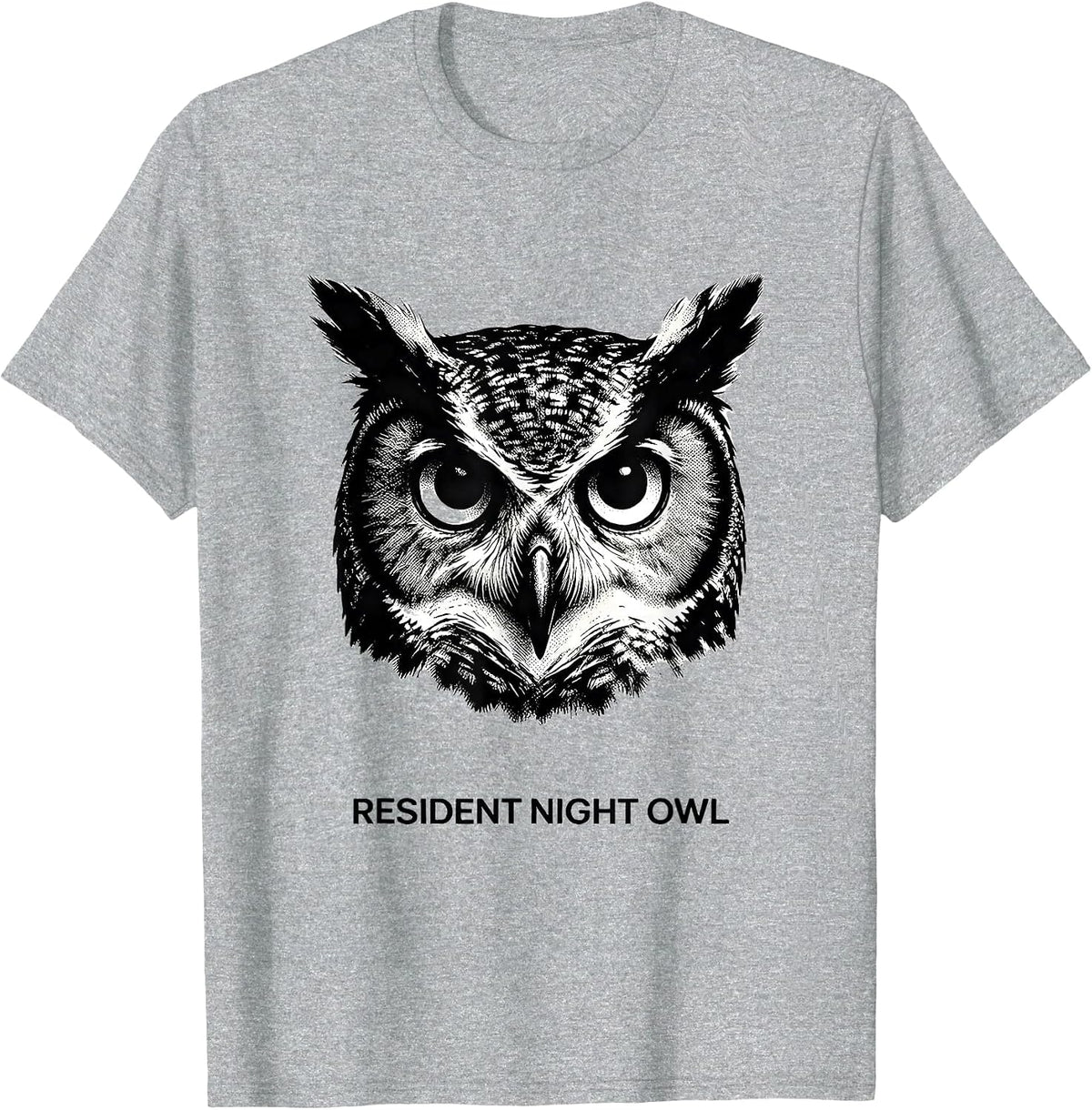 Men's Resident Night Owl Funny Owl Lover Bird Humor Graphic T-Shirt - Heather Grey