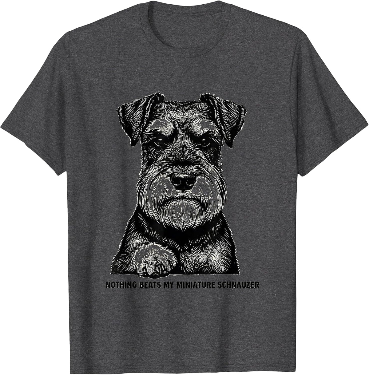 Men's Nothing Beats My Miniature Schnauzer Funny Schnauzer Mama T-Shirt - Dark Heather Grey