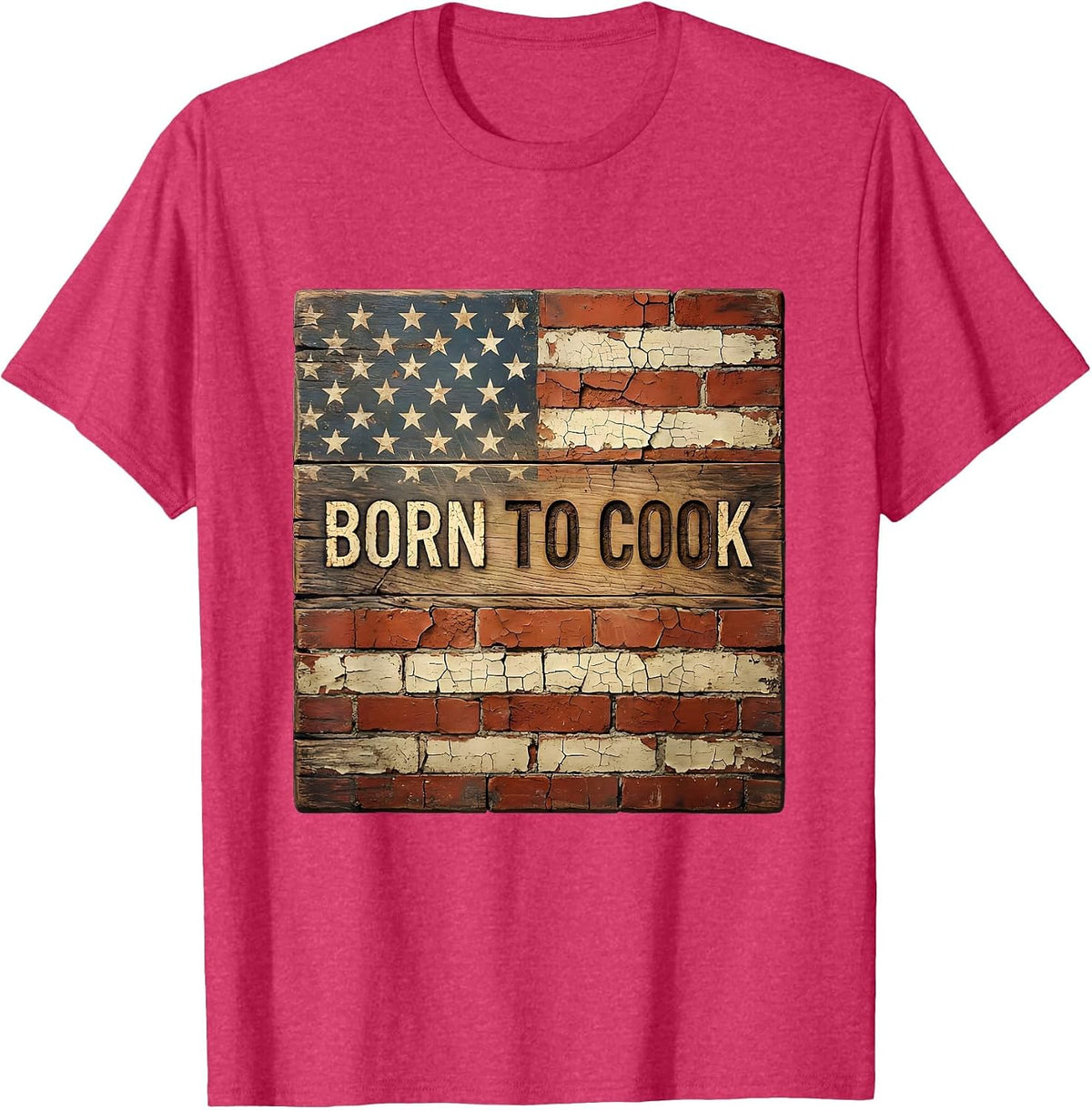 Born to Cook Chef Graphic Design T-Shirt - Red Heather