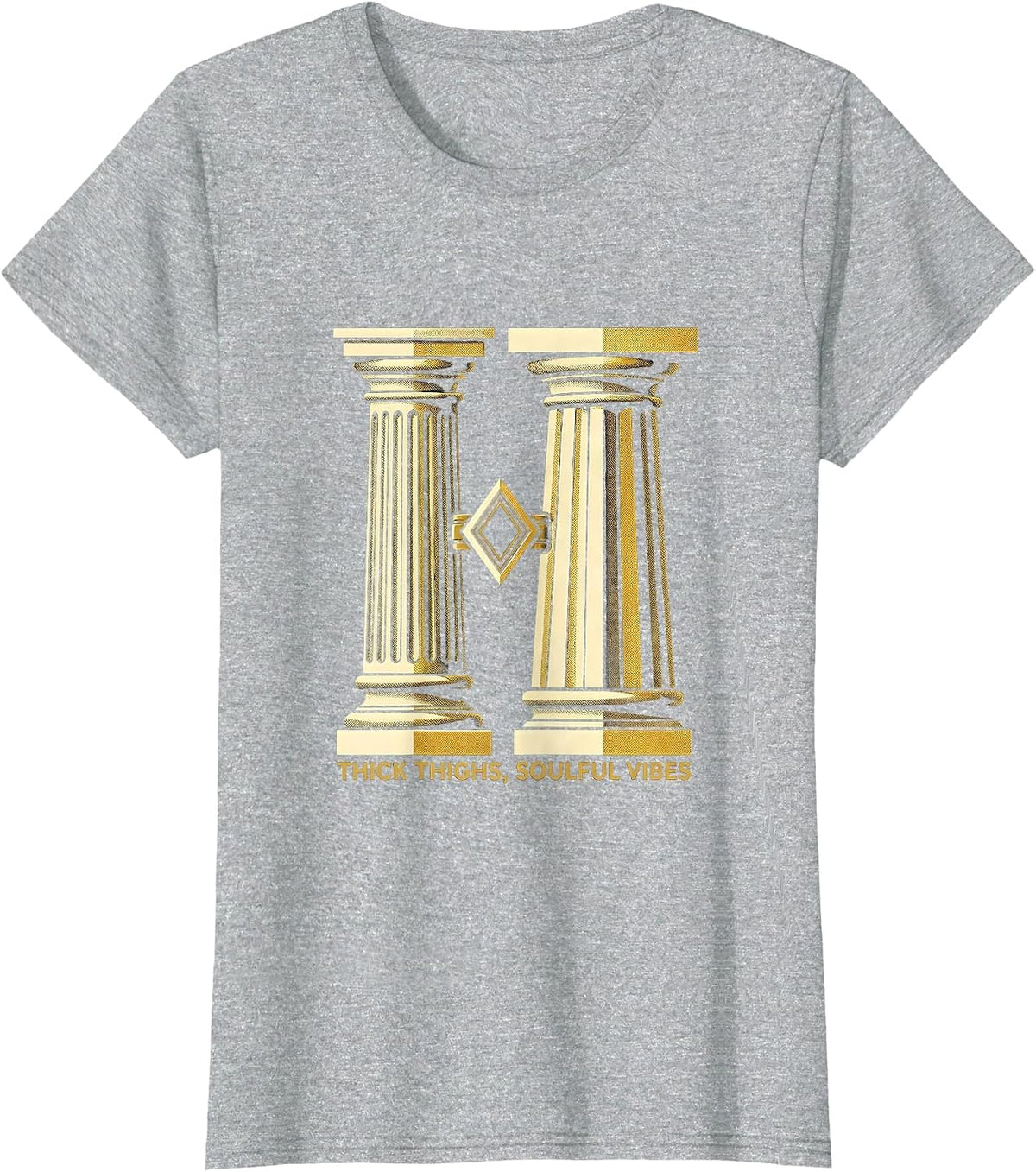 Women's Thick Thighs Soulful Vibes Art Deco Body Positive Humor T-Shirt - Heather Grey