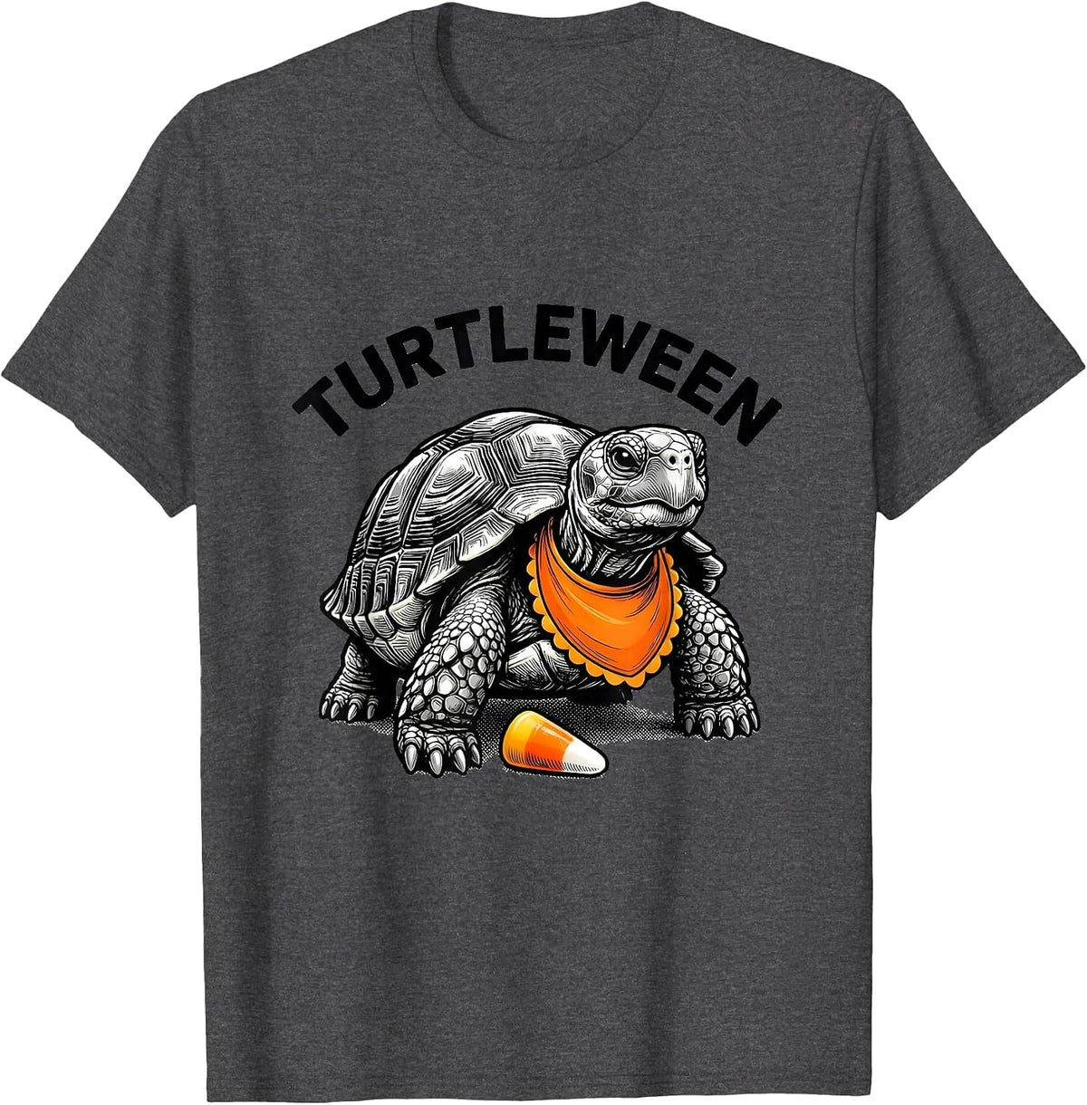 Turtleween Bold Black-and-White Halloween Turtle Costume T-Shirt - Dark Heather Grey