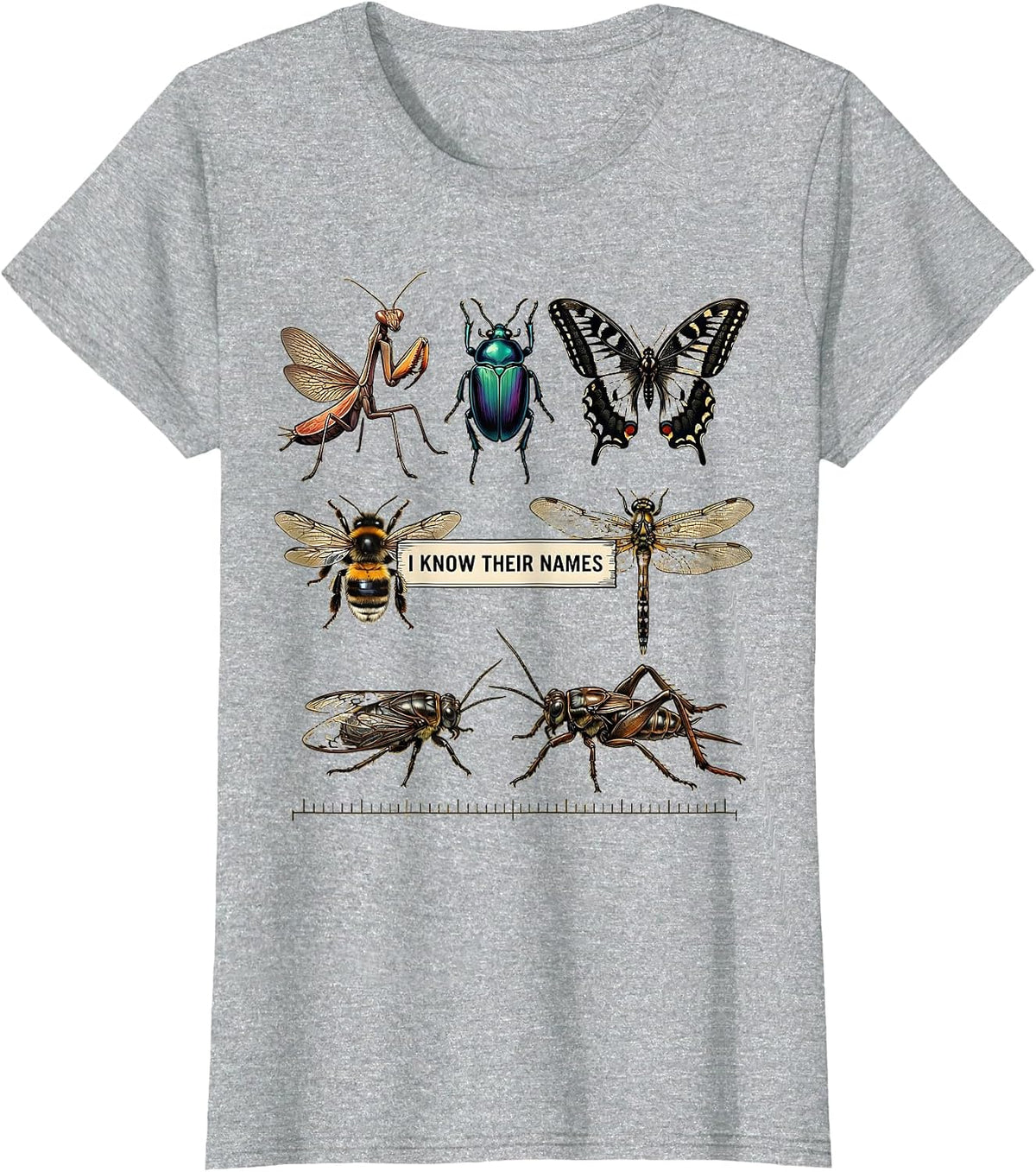 Women's I Know Their Names Entomology Bug Collector Insect Lover T-Shirt - Heather Grey