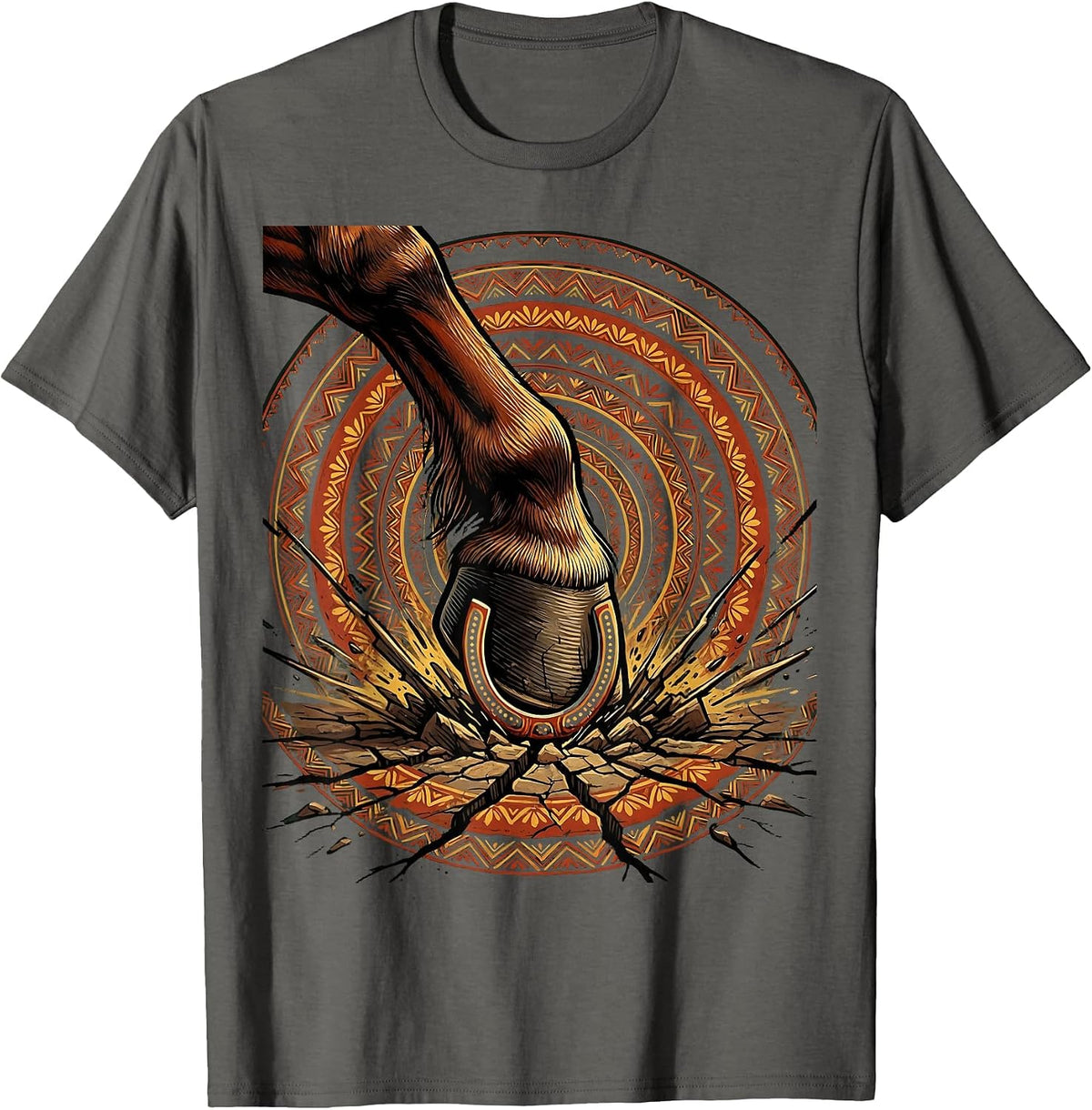 Horse Hoof Shockwave Impact Graphic Tee T-Shirt - Asphalt Grey