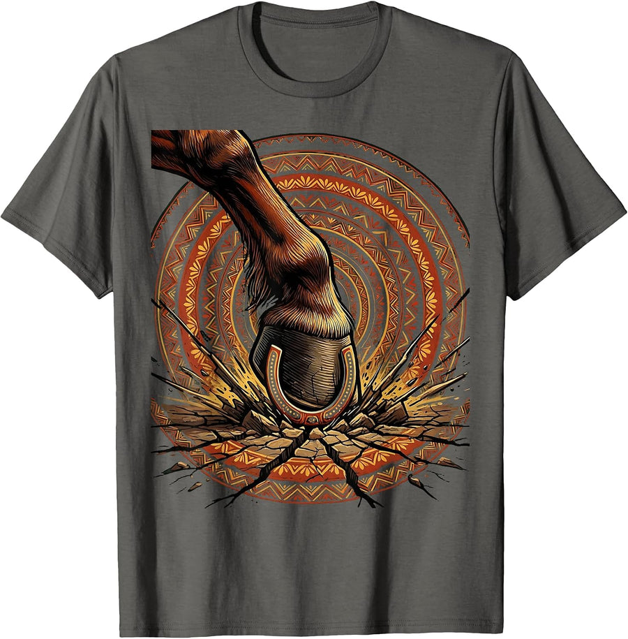 Horse Hoof Shockwave Impact Graphic Tee T-Shirt - Asphalt Grey