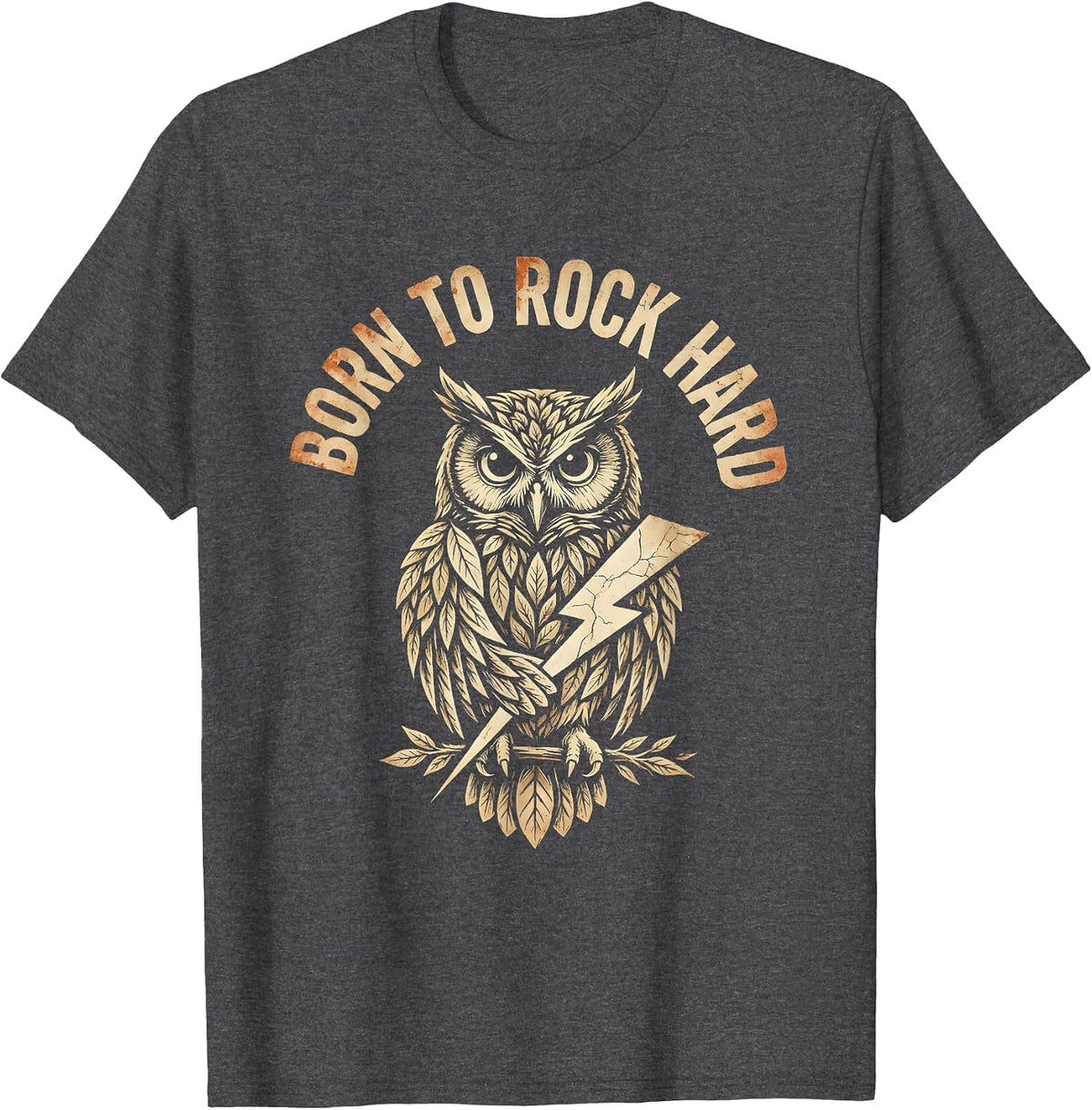 Born To Rock Hard Vintage Rock Band Men Design T-Shirt - Dark Heather Grey