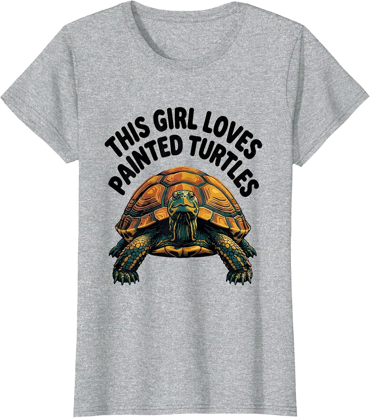 Women's This Girl Loves Painted Turtles Funny Turtle Lover Reptile T-Shirt - Heather Grey