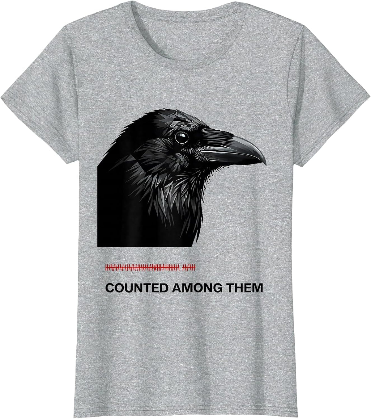 Women's Counted Among Them Crow Silhouette Bird Lover Humor T-Shirt - Heather Grey
