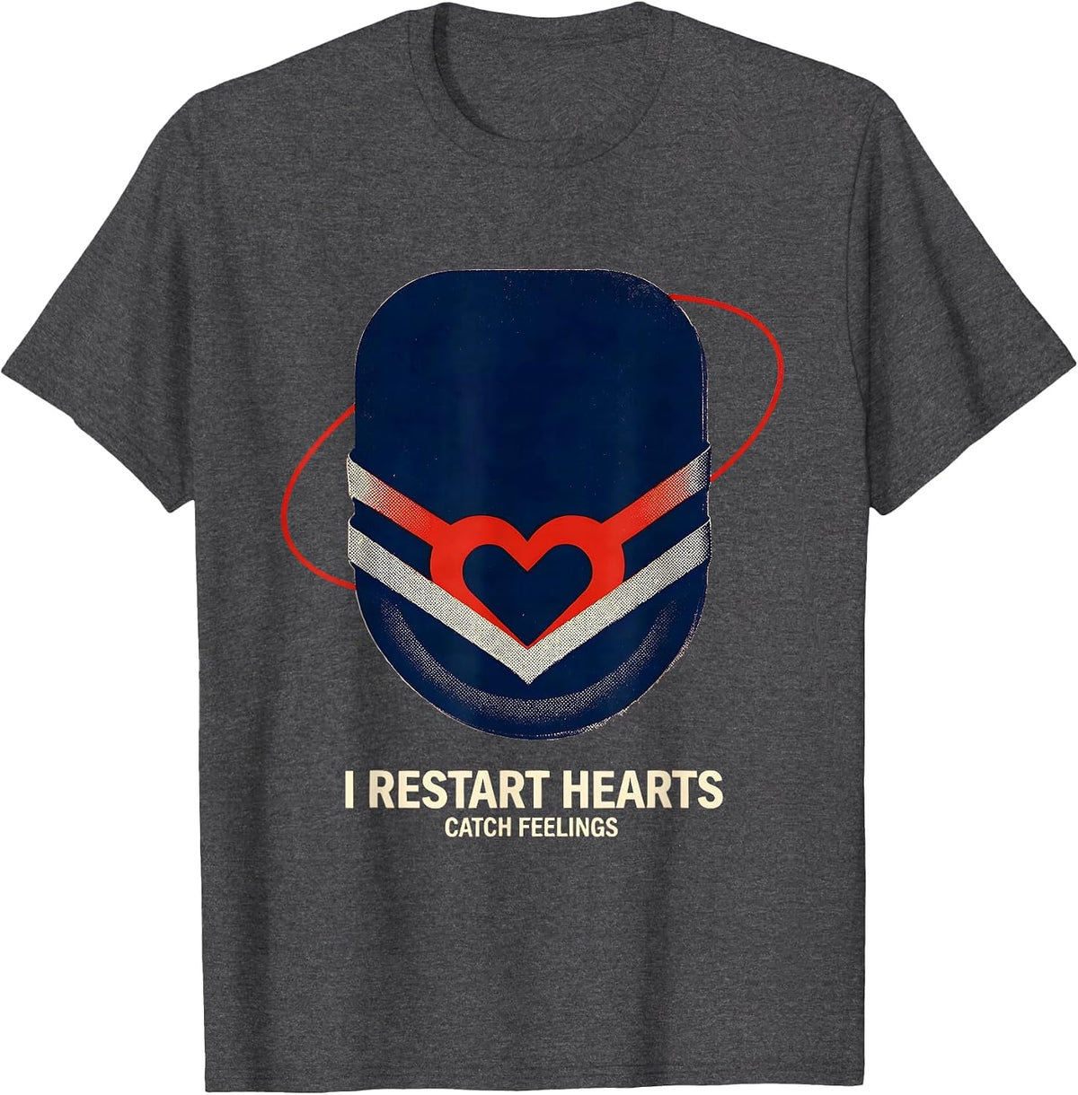 I Restart Hearts Catch Feelings Funny Nurse Valentine T-Shirt - Dark Heather Grey