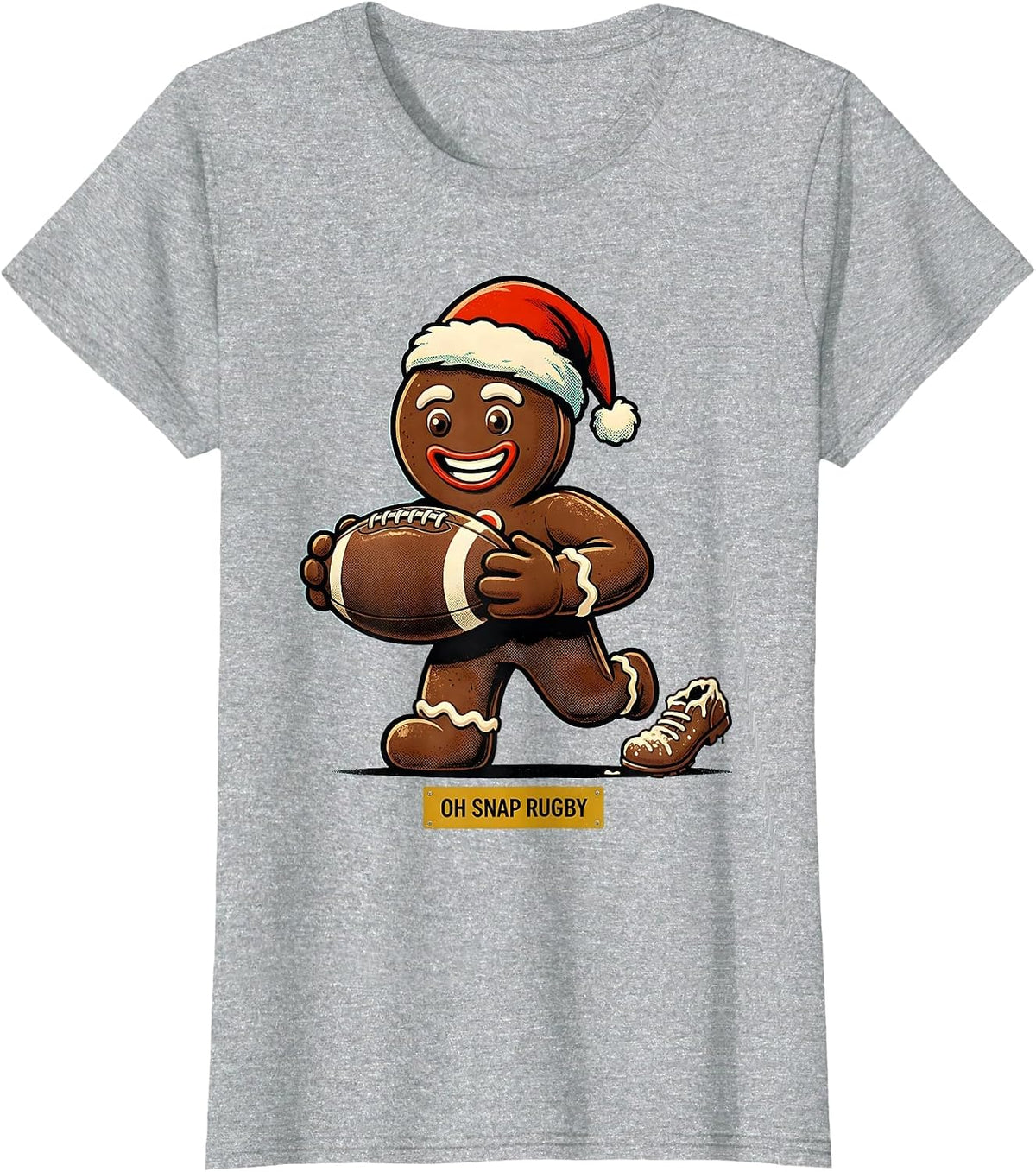 Women's Oh Snap Rugby Retro Advertising Mascot Christmas Sports T-Shirt - Heather Grey