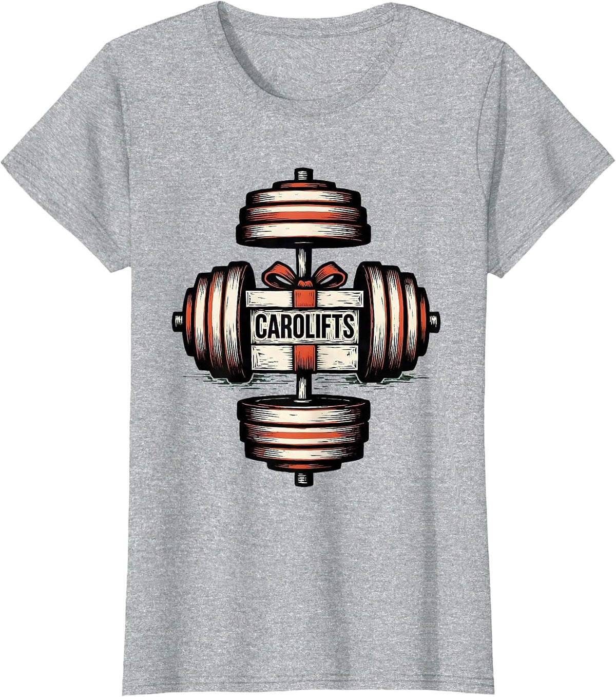 Carolifts Funny Christmas Gym Weightlifting Gift T-Shirt - Heather Grey