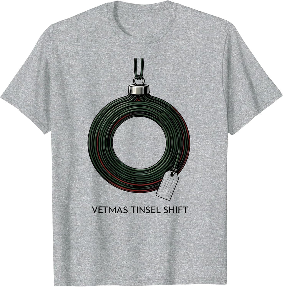 Vetmas Tinsel Shift Funny Veterinarian Christmas Vet Tech T-Shirt, Men, Heather Grey, XX-Large - As Pictured
