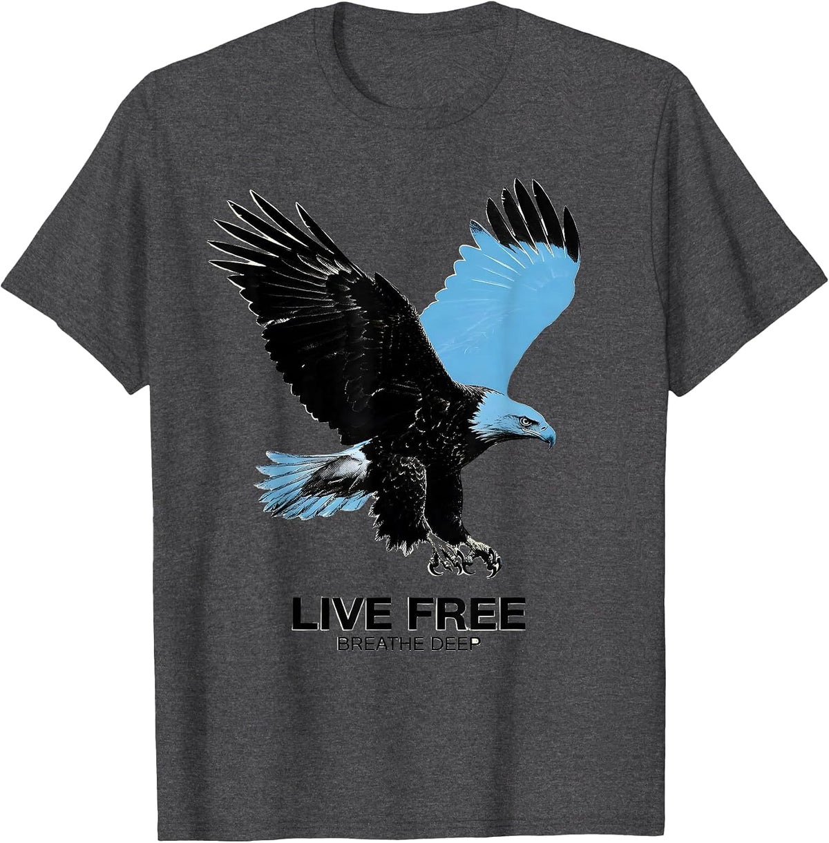Live Free Breathe Deep Nature Inspiration Design T-Shirt - Dark Heather Grey
