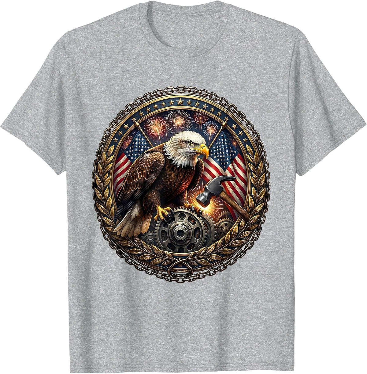 Men's Valley Forge Automotive Blacksmith Hammer Timing Gear T-Shirt - Heather Grey