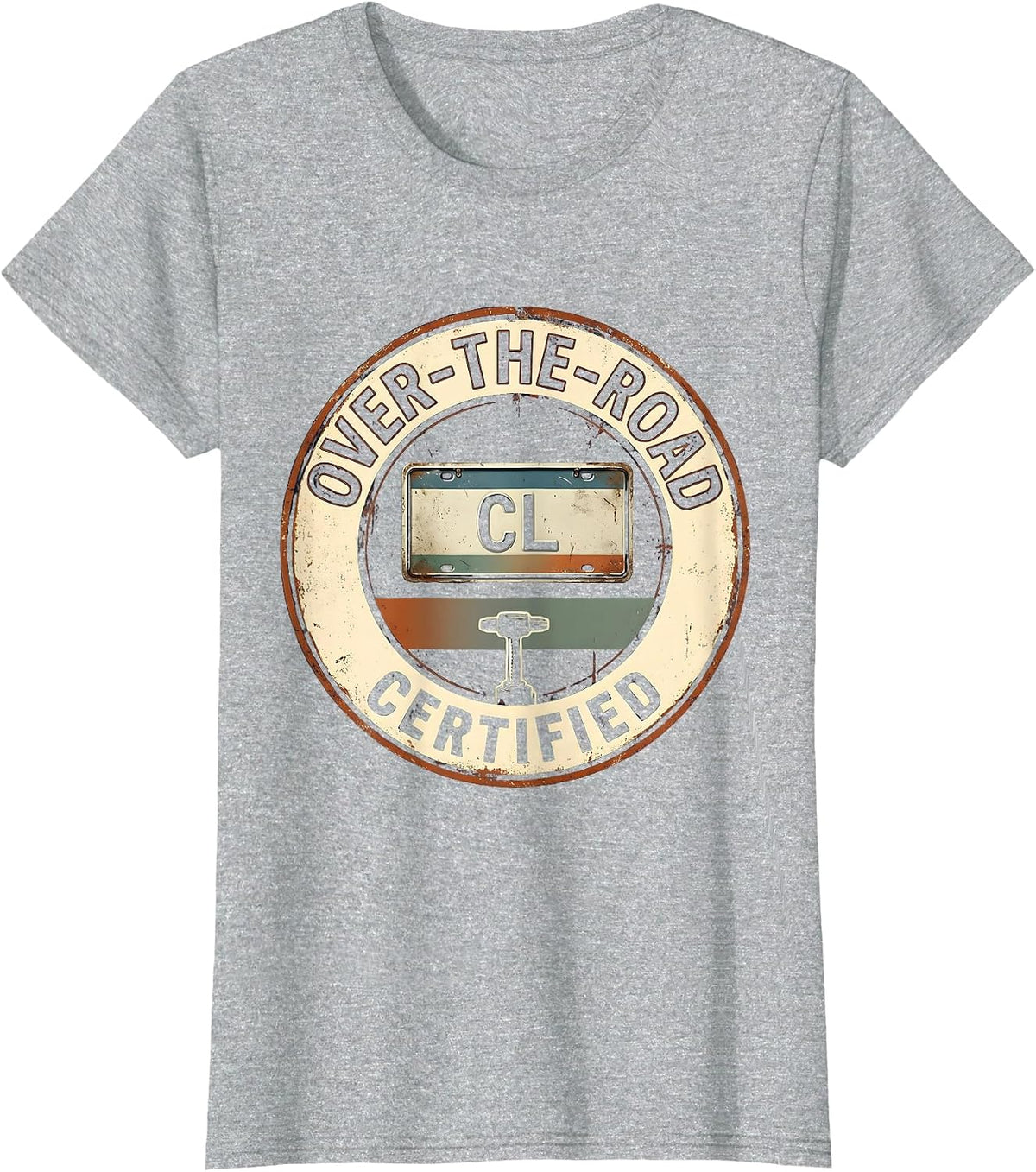 Over-The-Road Certified Vintage CDL Design T-Shirt - Heather Grey