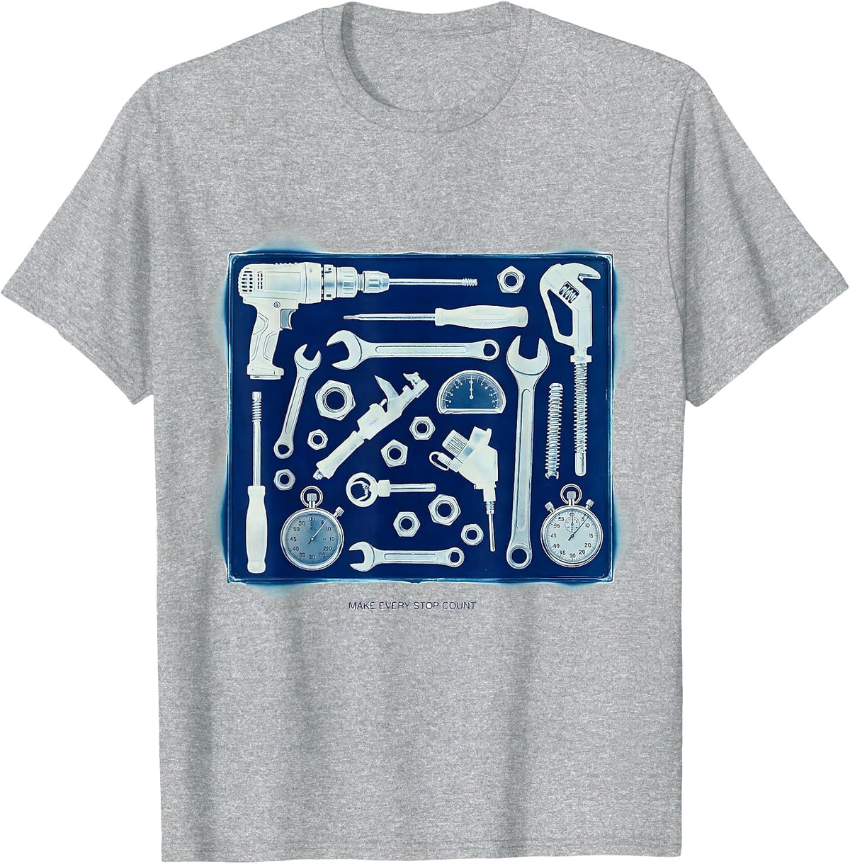 Men's Make Every Stop Count Pit Crew Racing Design T-Shirt - Heather Grey