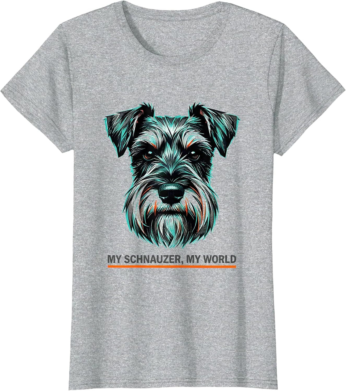 Women's My Schnauzer, My World Funny Miniature Schnauzer Lover Gift T-Shirt - Heather Grey