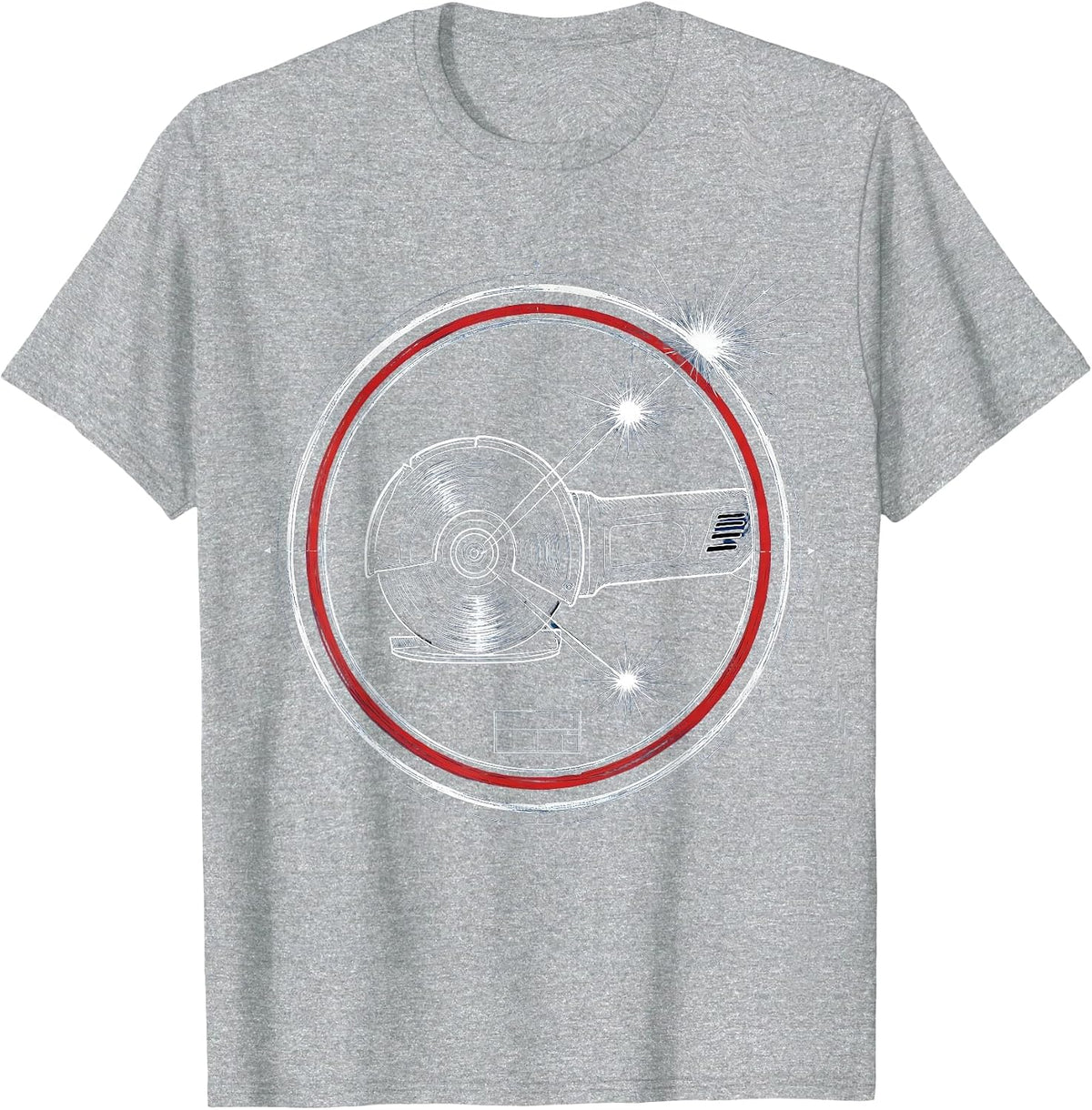 Men's Grinding Wheel Sparks Flying Illustration T-Shirt - Heather Grey