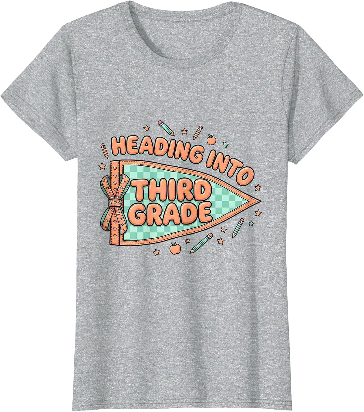 Heading Into Third Grade Girls Back To School Third Grade T-Shirt - Heather Grey