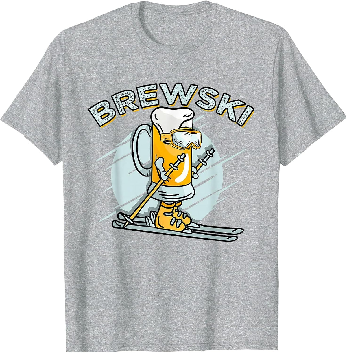 Brewski - Skiing Beer for Winter Sport T-Shirt - Heather Grey