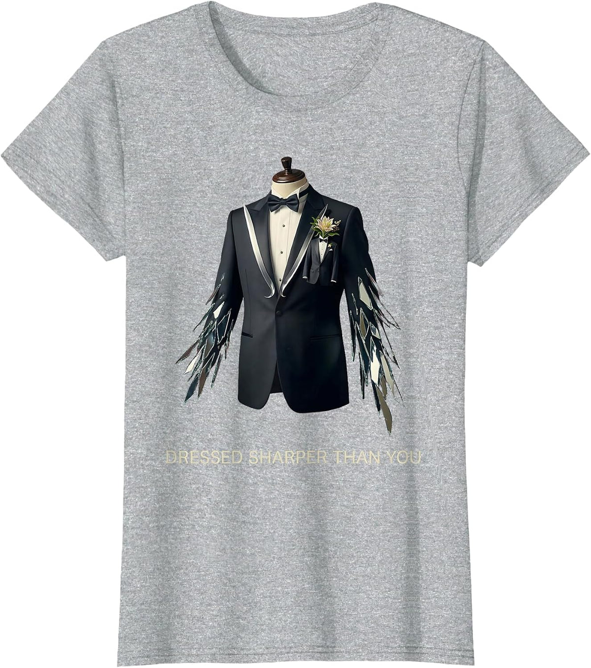 Dressed Sharper Than You Tuxedo Graphic Design T-Shirt - Heather Grey