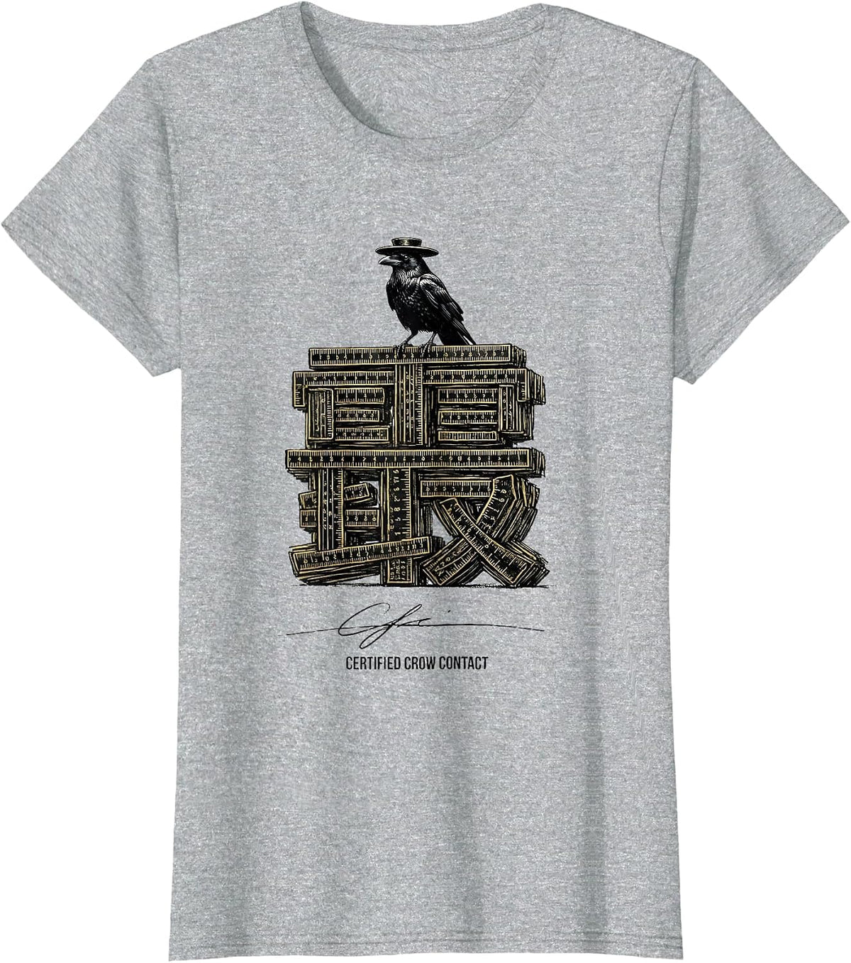 Women's Certified Crow Contact Gothic Crow Humor Raven Enthusiast T-Shirt - Heather Grey