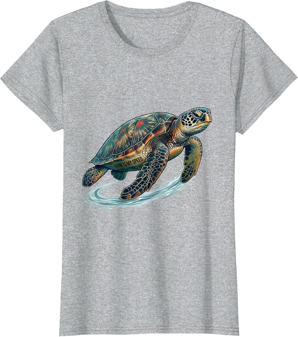 Women's Slow Is My Speed Cute Sea Turtle Ocean Animal Lover T-Shirt - Heather Grey