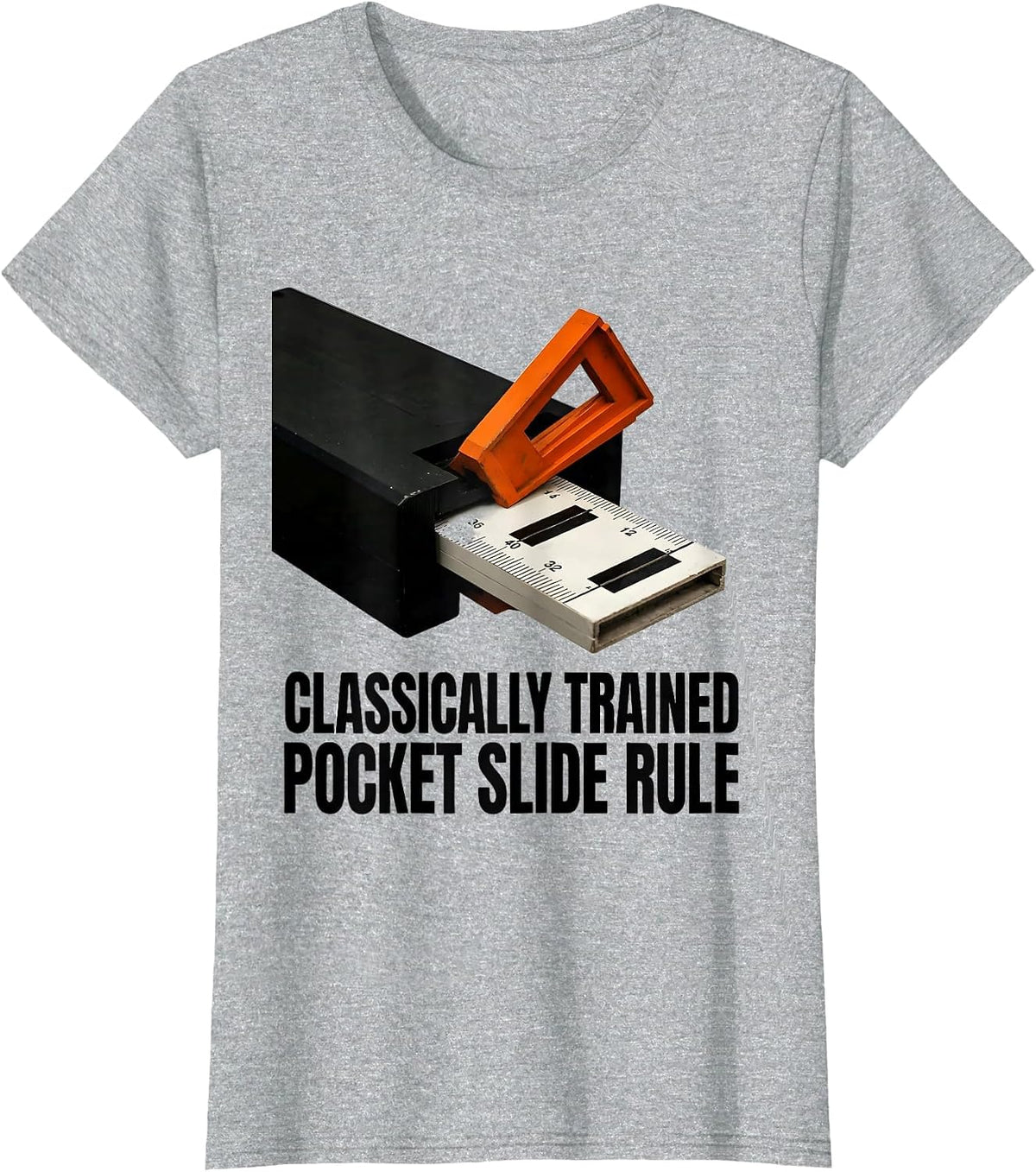 Women's Classically Trained Pocket Slide Rule Retro Enthusiast T-Shirt - Heather Grey