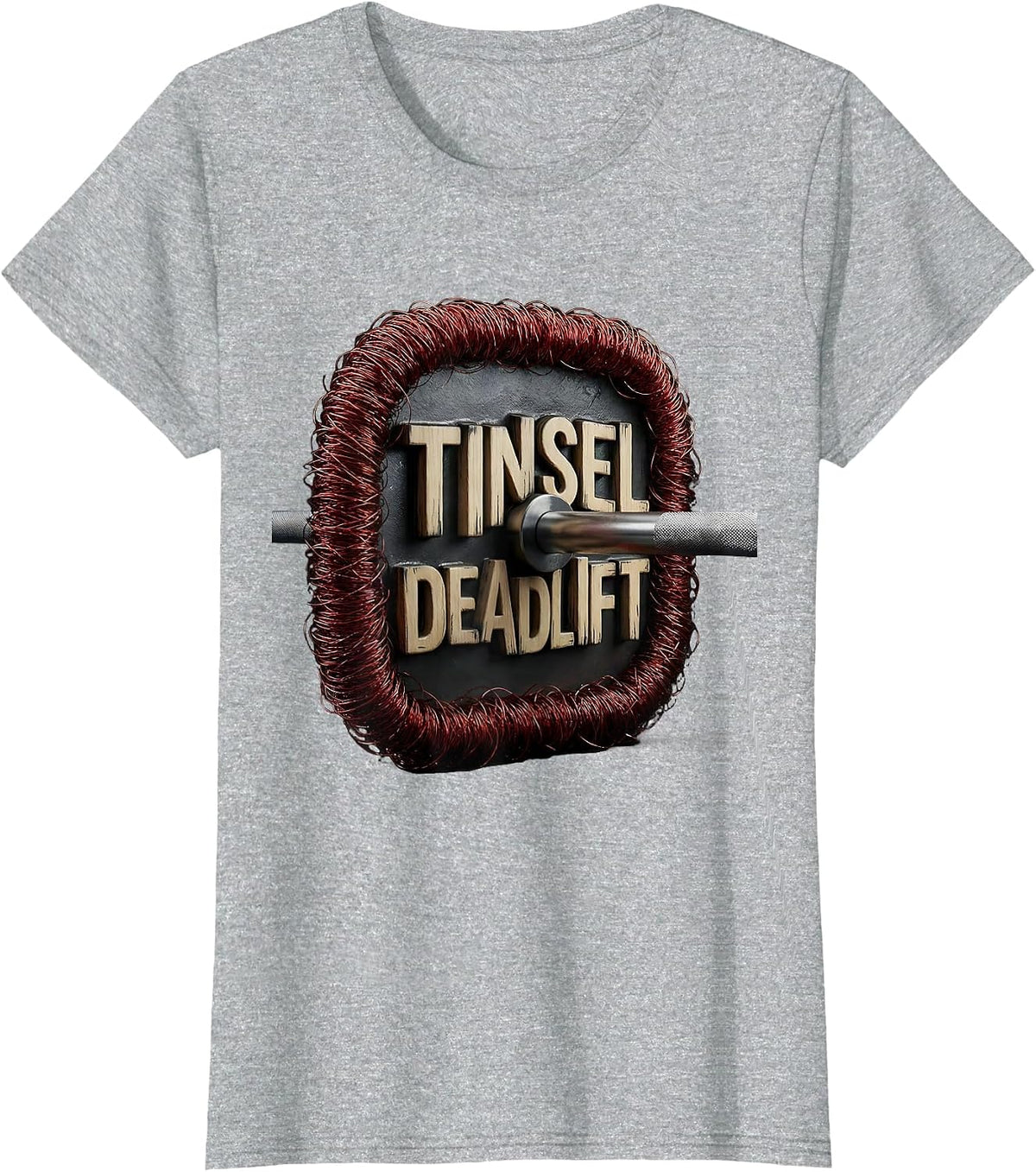 Tinsel Deadlift Funny Christmas Gym Weightlifting Workout T-Shirt - Heather Grey