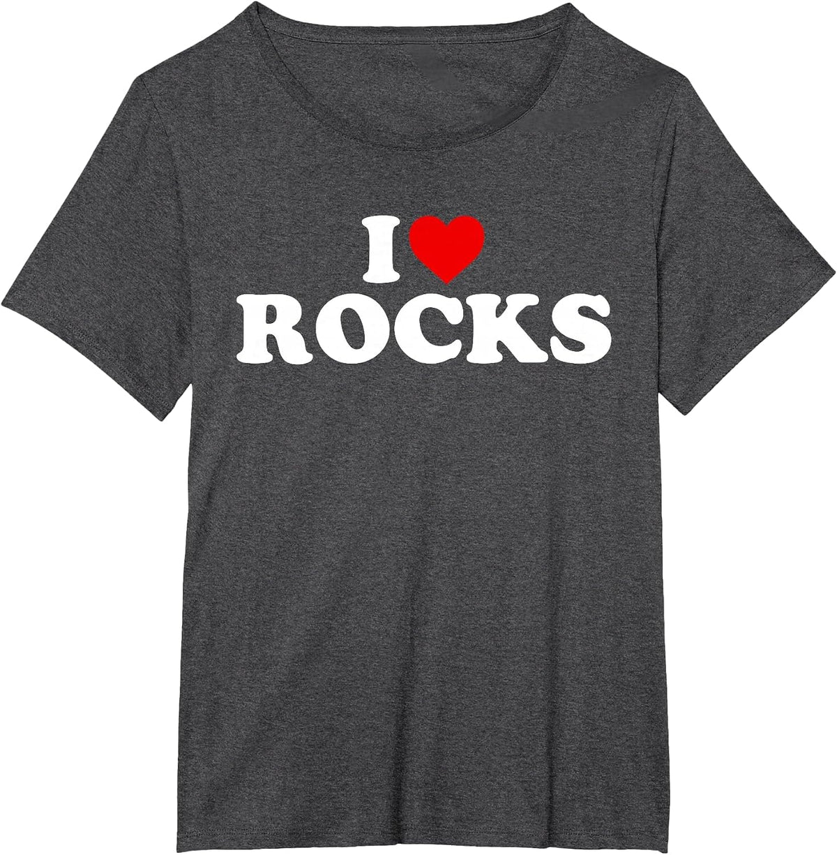I Love Rocks - Heart T-Shirt - Dark Heather Grey