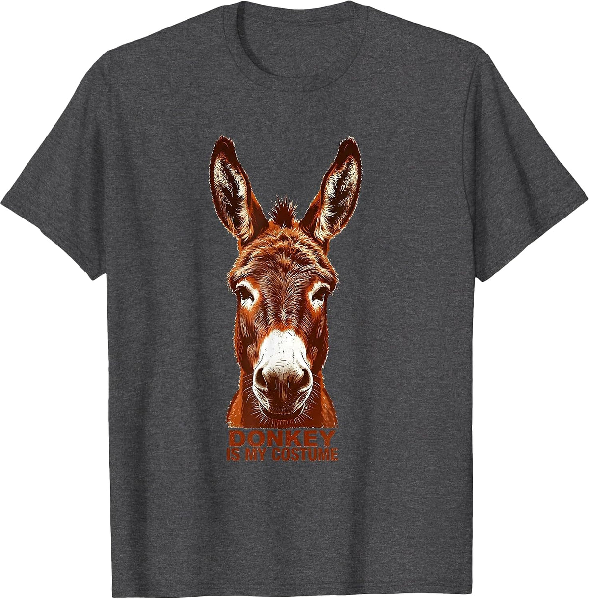 Donkey Is My Costume Funny Rubber Stamp Animal Lover Humor T-Shirt - Dark Heather Grey