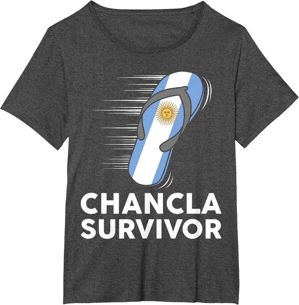 Chancla Survivor Argentina Funny Argentine Flag Spanish Joke T-Shirt - Dark Heather Grey