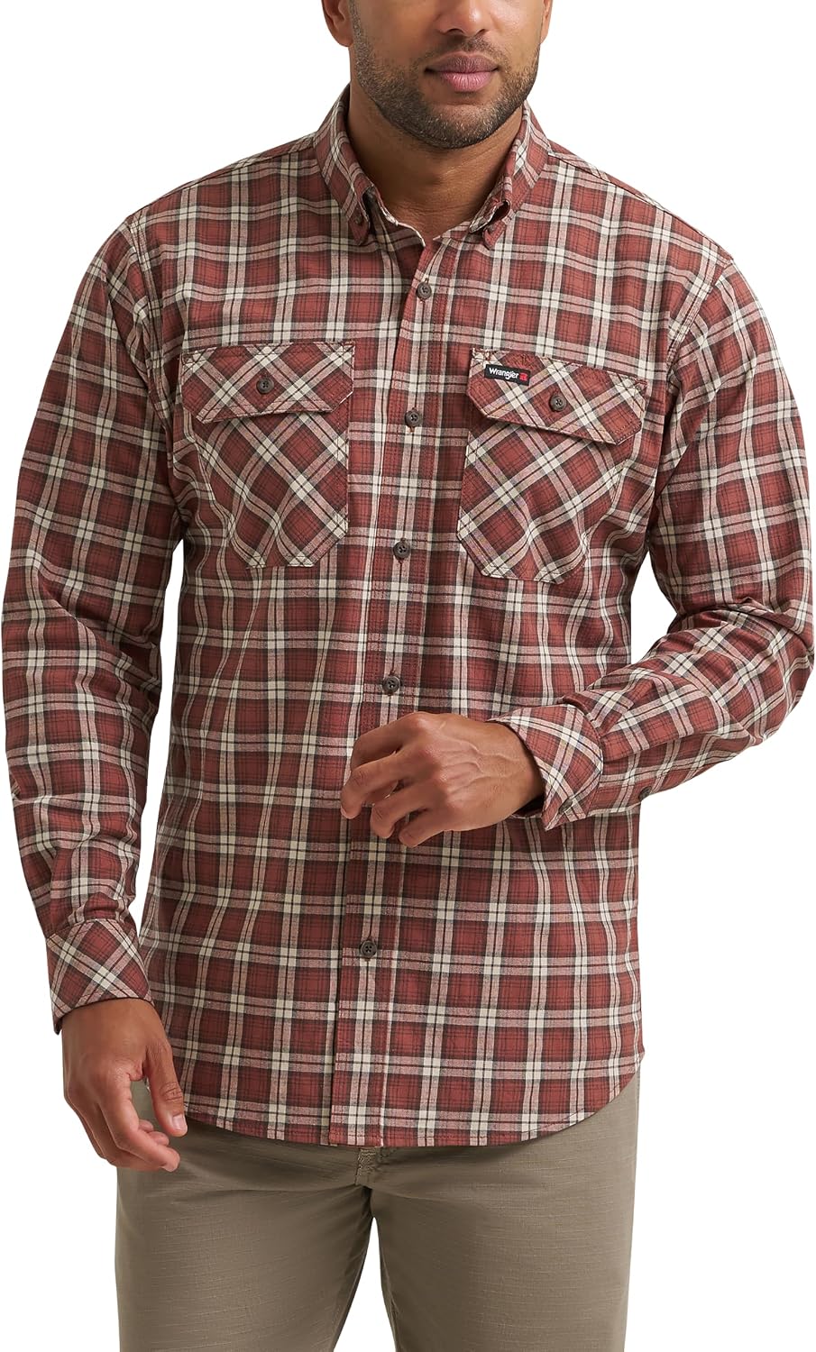 Wrangler Men's Long Sleeve Foreman Work Shirt - Red Plaid