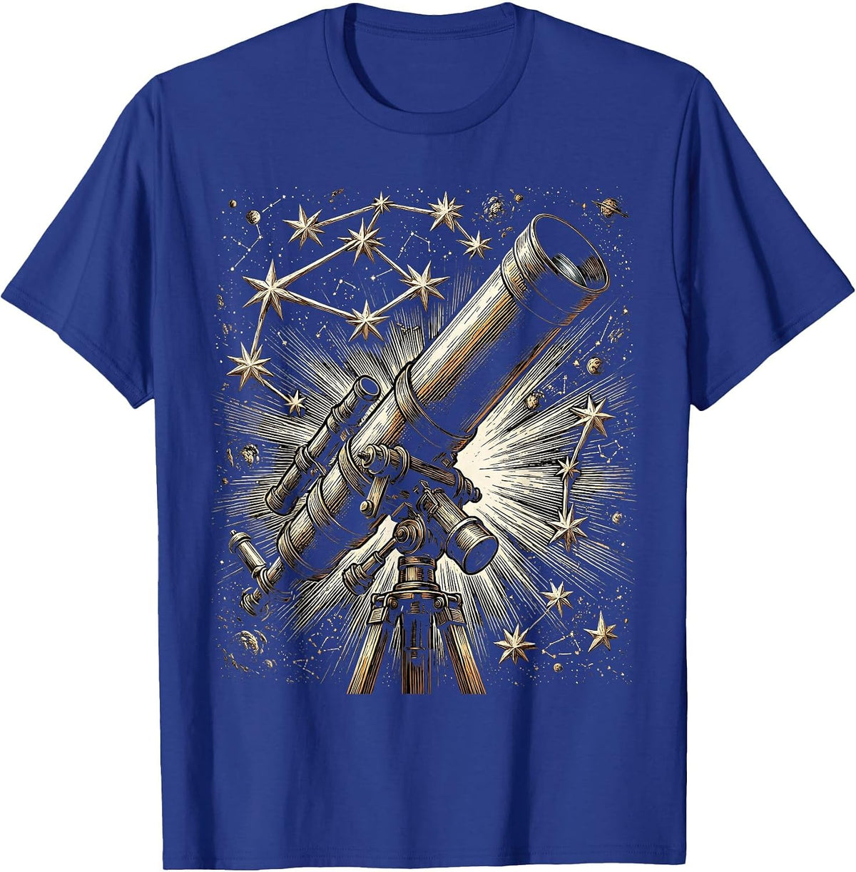 Telescope Star Constellation Astronomy Design T-Shirt - Royal Blue