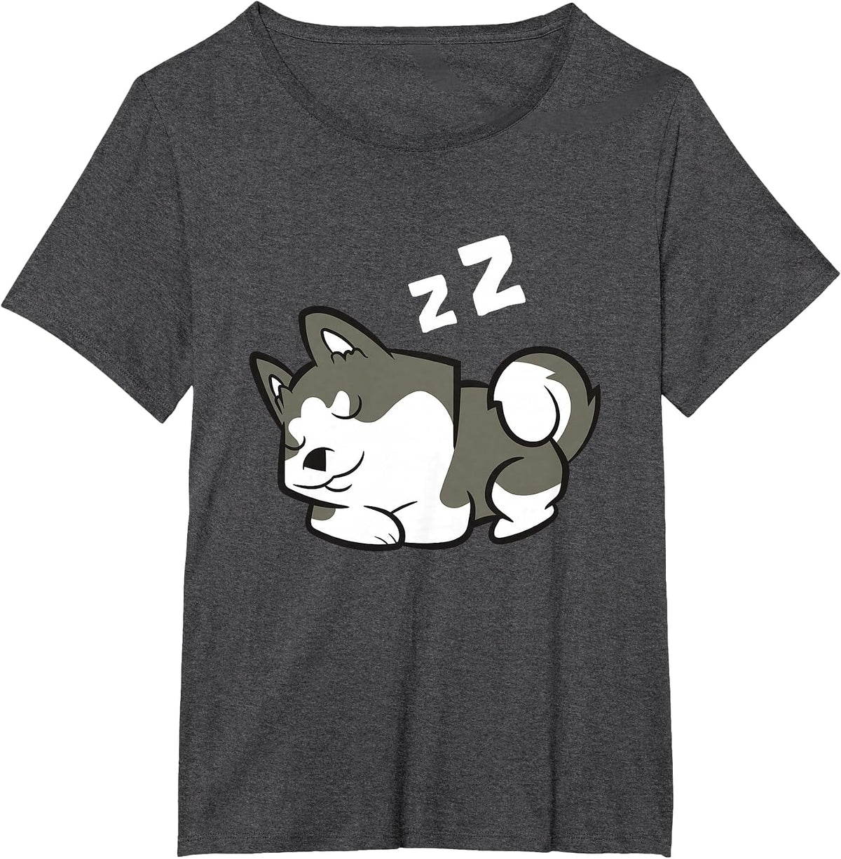 Lazy Husky Dog Sleeping Siberian Husky T-Shirt - Dark Heather Grey